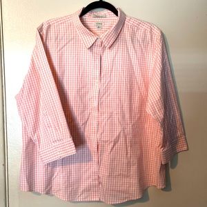 Pink Gingham checkered wrinkle resistant blouse.
